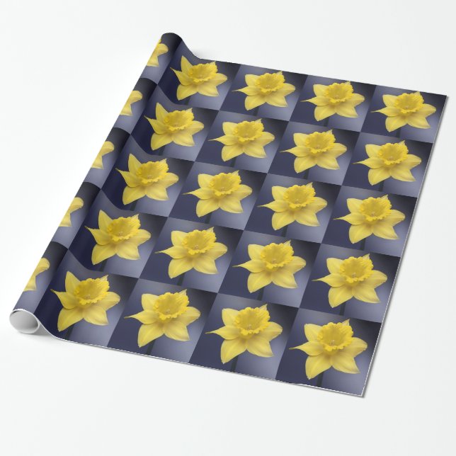 Yellow Narcissus Flower Floral watercolor paint Wrapping Paper (Unrolled)