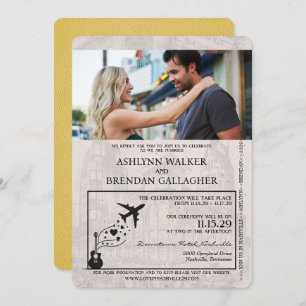 Yellow Nashville Passport Wedding Invitation