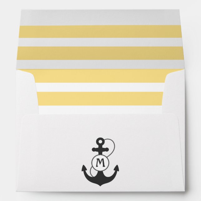 Yellow Nautical Anchor Monogram Envelope (Back (Bottom))