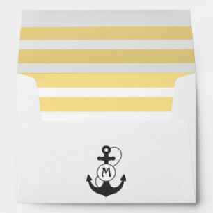 Yellow Nautical Anchor Monogram Envelope