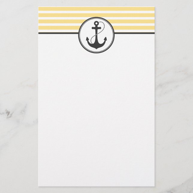 Yellow Nautical Anchor Stationery (Front)