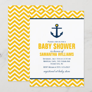 Yellow Nautical Baby Shower Invitation