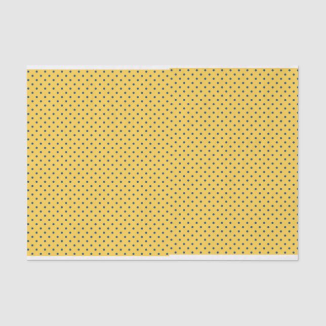Yellow Navy Blue Dots Patterned Tissue Paper (Front)