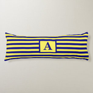 Yellow Navy Blue Nautical Monograms Stripes Cute Body Cushion
