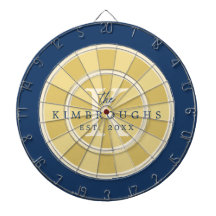 Yellow Navy Blue Striped Circle Family Monogram