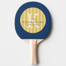 Yellow Navy Blue Striped Circle Family Monogram