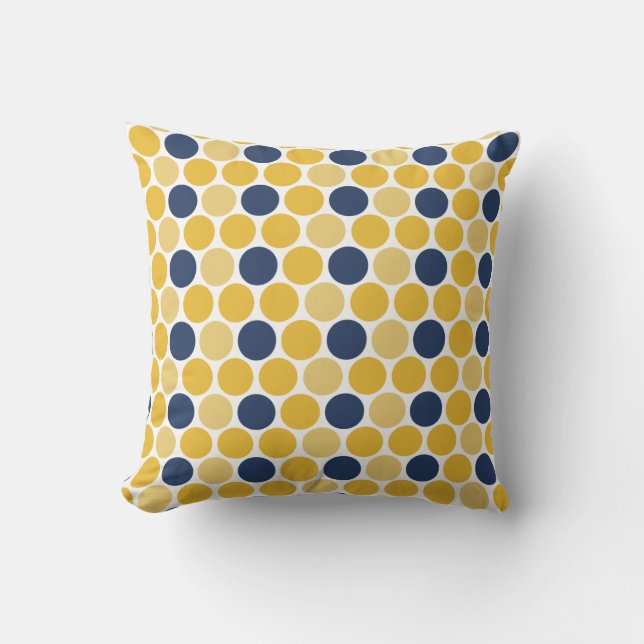 Yellow & Navy Geometric Throw Pillow 16x16 (Front)
