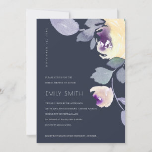 YELLOW NAVY LILAC FLORAL BRIDAL SHOWER INVITE