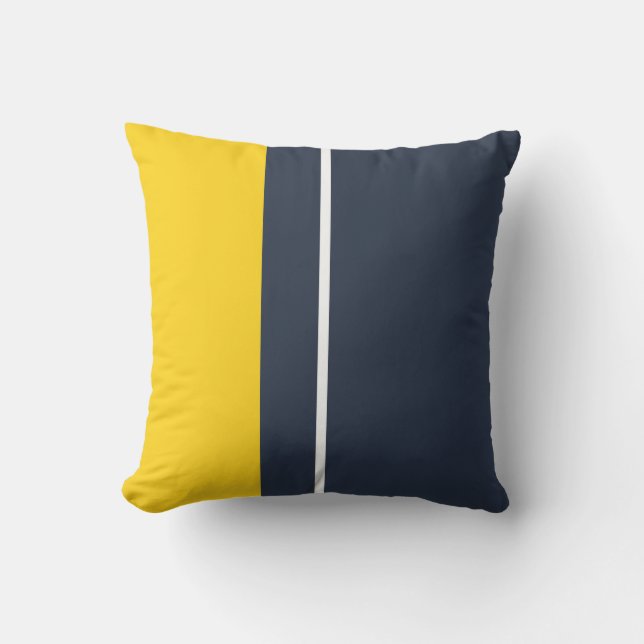 Yellow & Navy Modern Colour Block  Cushion (Front)