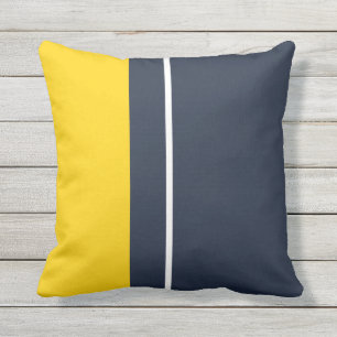 Yellow & Navy Modern Colour Block Cushion
