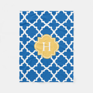 Yellow & Navy Monogram   Fleece Blanket