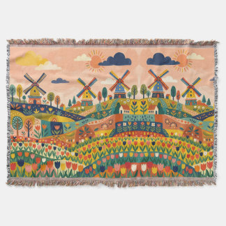 Yellow Navy Windmill Blanket - Tulip Field