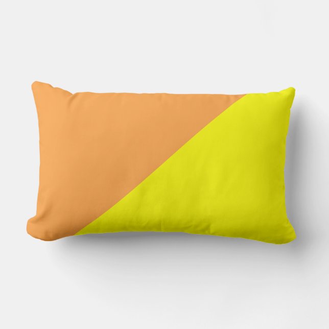 Yellow & Neon Carrot Solid Colour Background Lumbar Cushion (Front)