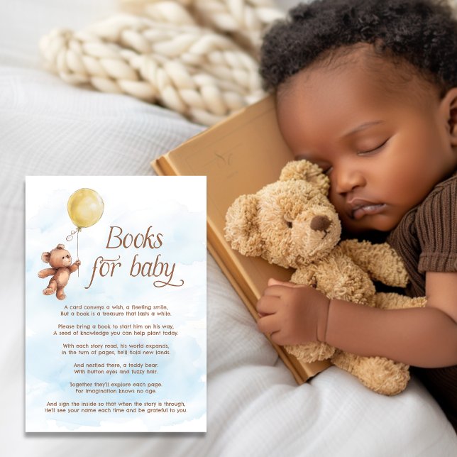 Yellow Neutral Teddy Bear Books for Baby Enclosure Card (3.5 x 5" card.   Enlarged to show detail.
)