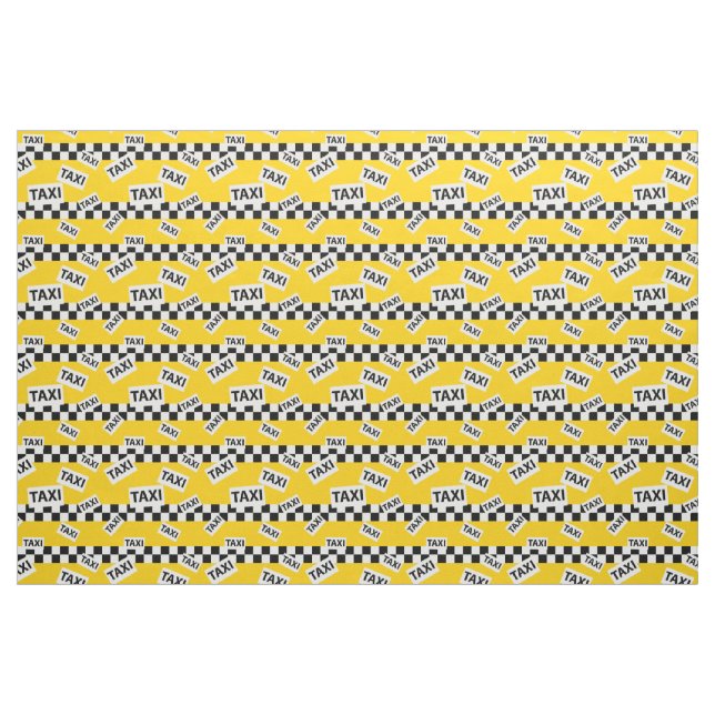 Yellow New York Taxi Cab Driver Chequerboard Fabric (Fat Quarter)