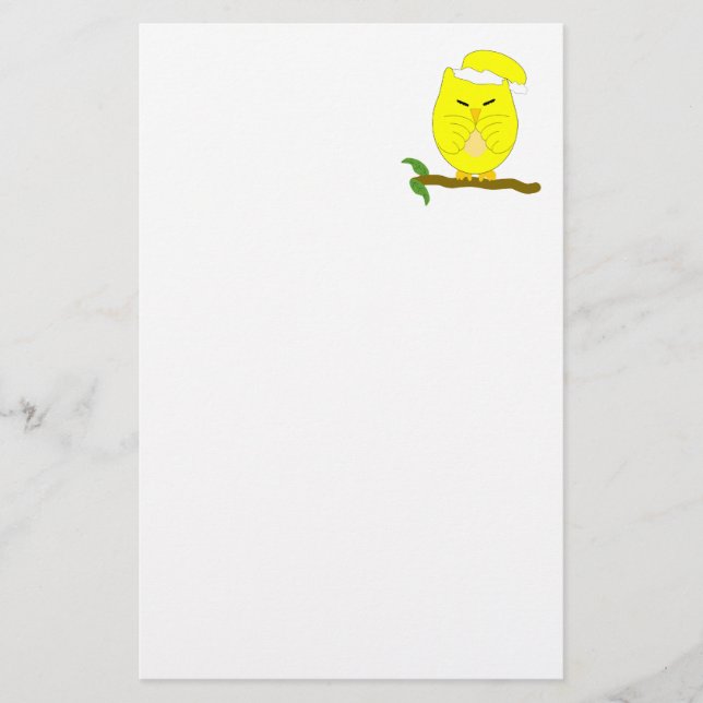 Yellow Night Owl Design Stationery (Front)