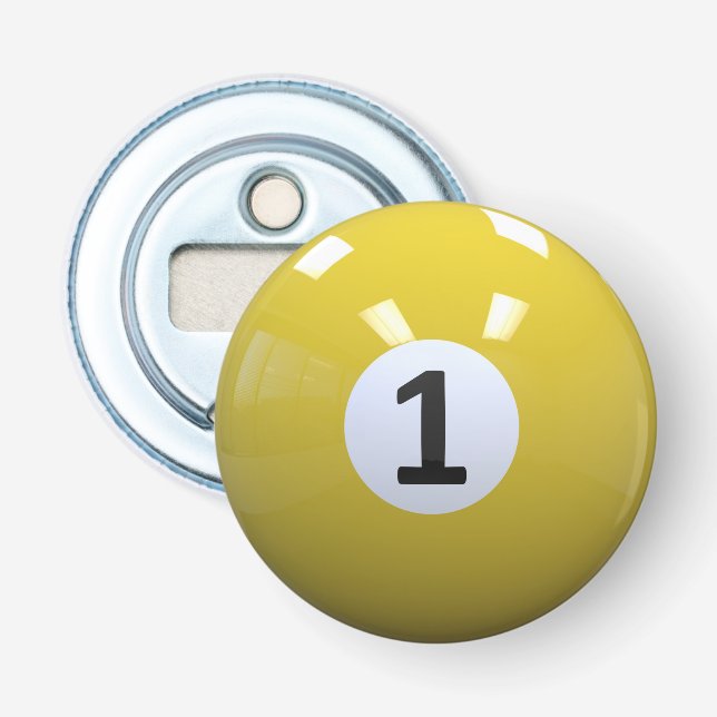 Yellow No. 1 Billiard Pool Ball Bottle Opener (Front)
