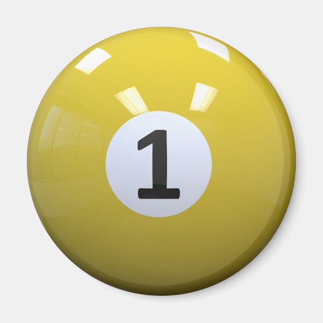 Yellow No. 1 Billiard Pool Ball Magnet (Front)