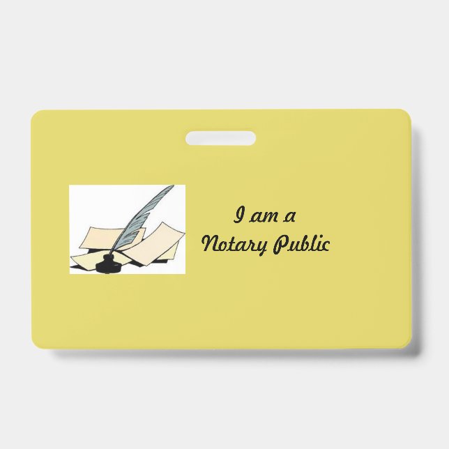 Yellow Notary Public Horizontal Badge ID Badge (Front)
