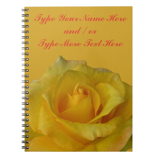 Yellow Notebook Personalised Romantic Rose Book (Front)