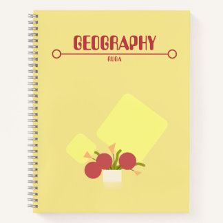 Yellow Notebook with red geometric flowers