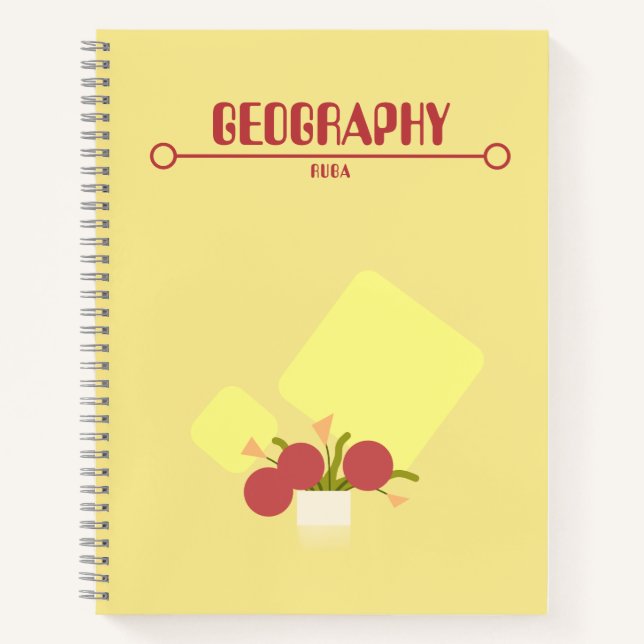 Yellow Notebook with red geometric flowers  (Front)