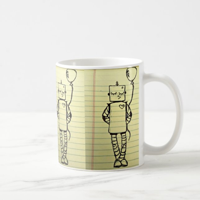 Yellow Notepad Robot Sketch Mug (Right)