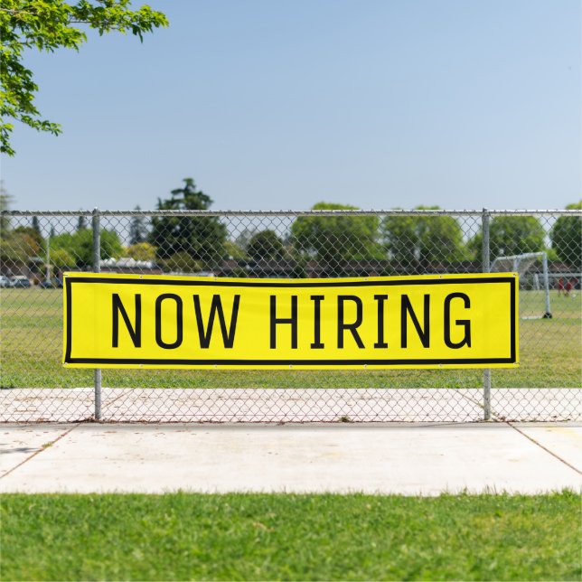 Yellow Now Hiring Sign Banner (Insitu)