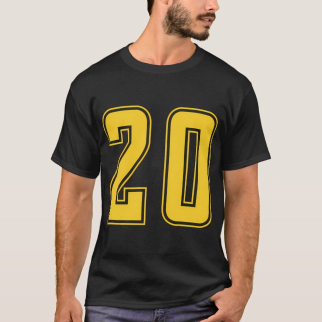 Yellow Number 20 Team Junior Sports Numbered Unifo T-Shirt (Front)