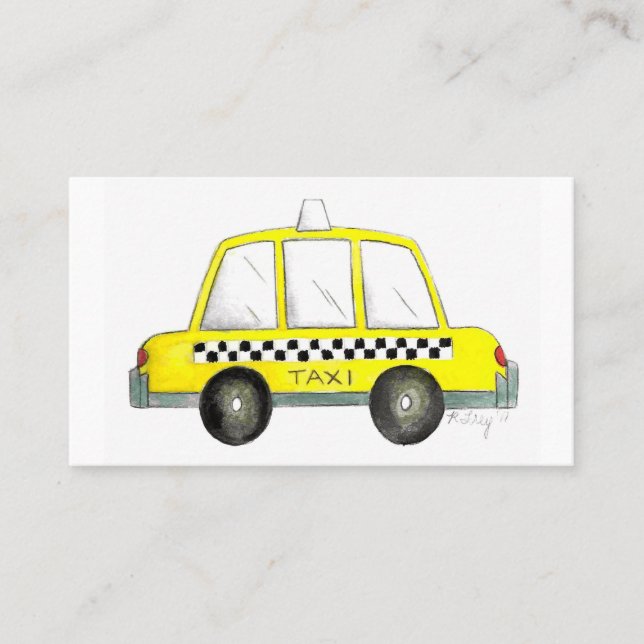 Yellow NYC Chequered Taxi Cab Car Driver Chauffeur Business Card (Front)