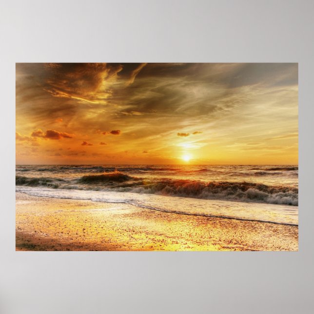 Yellow Ocean Beach Seaside Nature Wall Poster (Front)