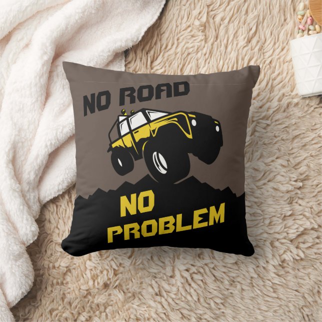 Yellow Off Road Truck No Road No Problem Cushion (Blanket)