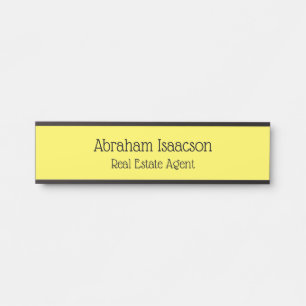 Yellow Office Door Sign Real Estate Agent Modern