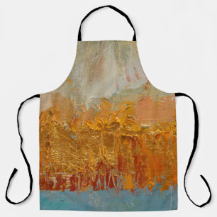 Yellow oil painting on canvas. Original abstract a Apron