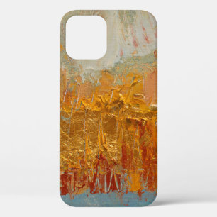 Yellow oil painting on canvas. Original abstract a iPhone 12 Case