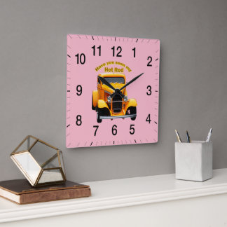 Yellow old roadster with the front windows chopped square wall clock