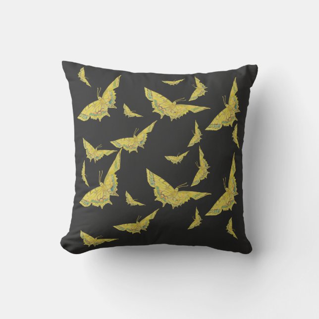 Yellow Old World Swallowtail Butterfly pattern Cushion (Front)