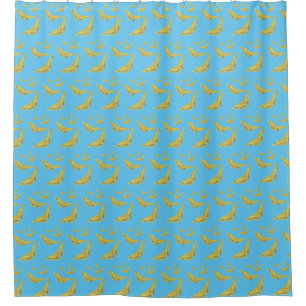 Yellow Old World Swallowtail Butterfly pattern Shower Curtain
