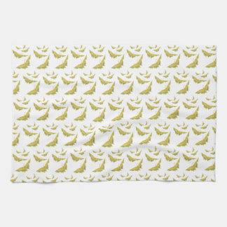 Yellow Old World Swallowtail Butterfly pattern Tea Towel