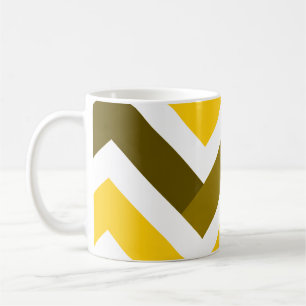 Yellow Olive Chevron Geometric Pattern Coffee Mug