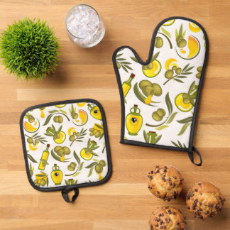 Yellow Olive Oil Oven Mitt & Pot Holder Set