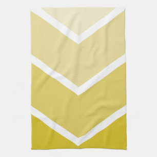 Yellow Ombré Chevron Stripes Tea Towel
