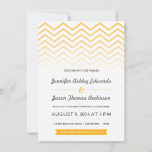 Yellow Ombre Chevron Wedding Invitations