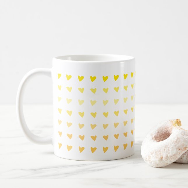 Yellow Ombre Heart Valentines Love Mug (With Donut)
