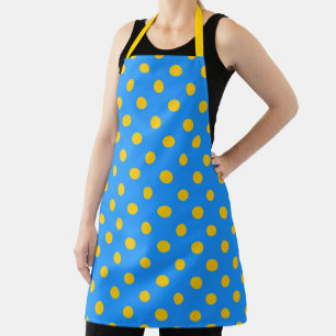 Yellow On Blue Polka Dots Pattern Design Apron