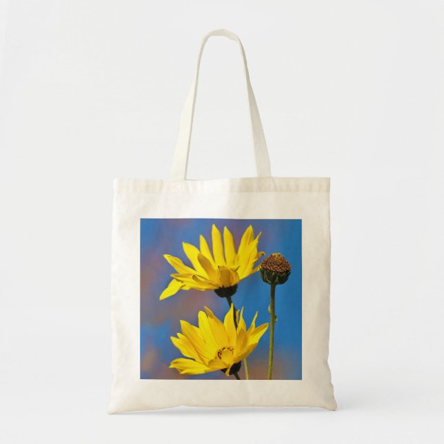 Yellow on Blue Tote Bag (Front)