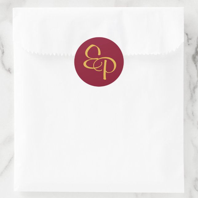 Yellow on Burgundy Script Monogram Envelope Seal (Bag)