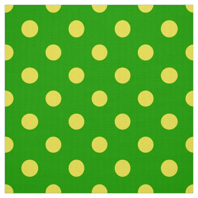 Yellow On Green Polka Dots Pattern Design  Fabric (Swatch)