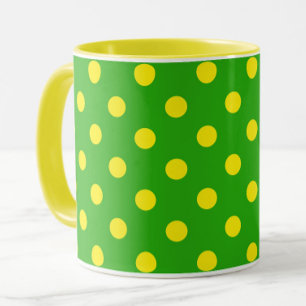 Yellow On Green Polka Dots Pattern Design Mug