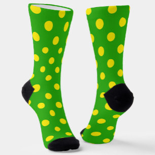 Yellow On Green Polka Dots Pattern Design  Socks
